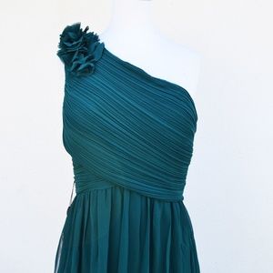 One Shoulder Green Petal Dress
